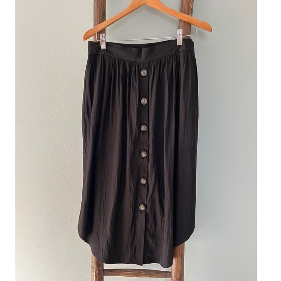 J.Jill Black Midi Skirt Button Front Petite Size S - Picture 2 of 6